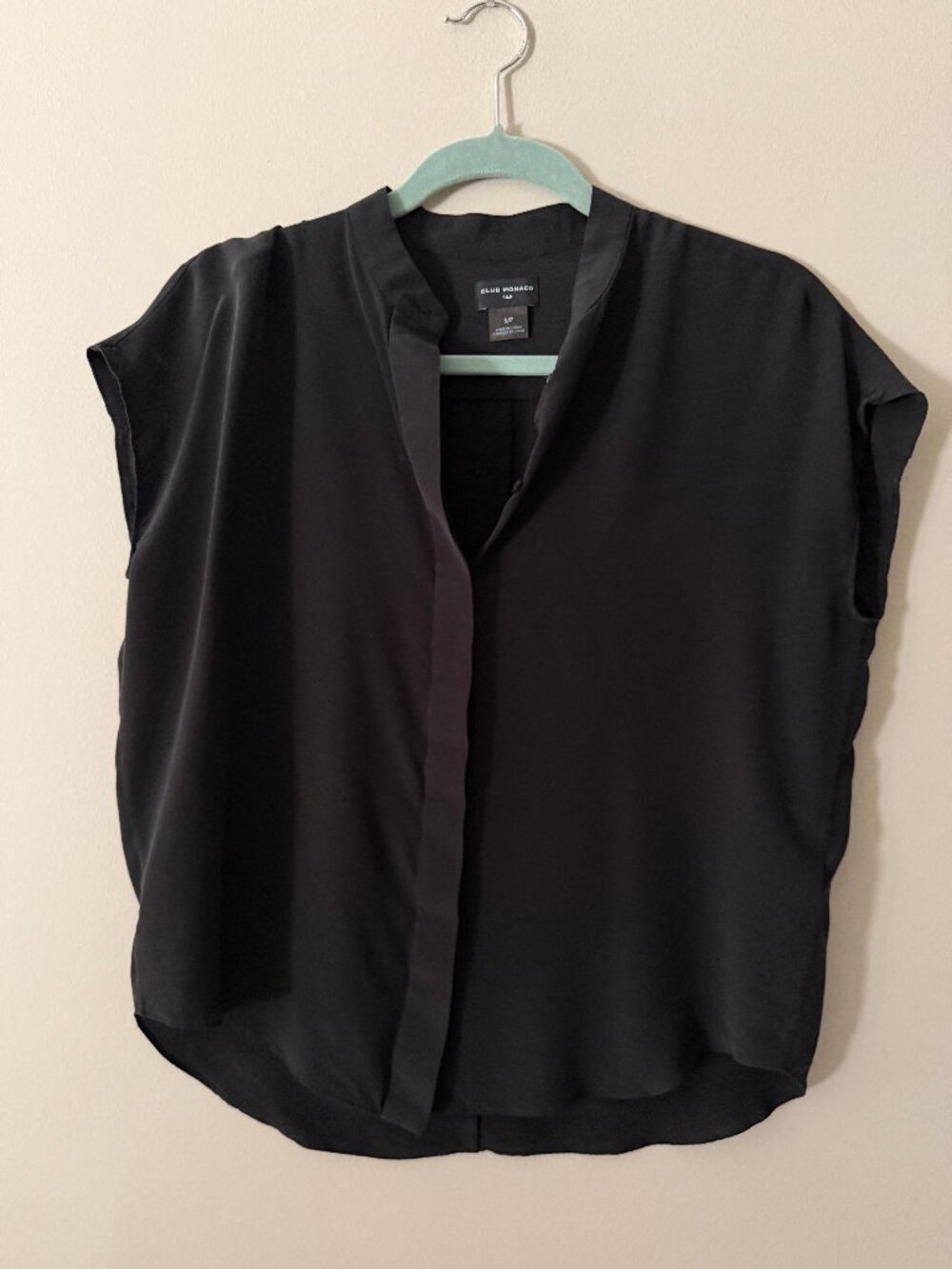 Club Monaco Black Silk Sleeveless Blouse S/P